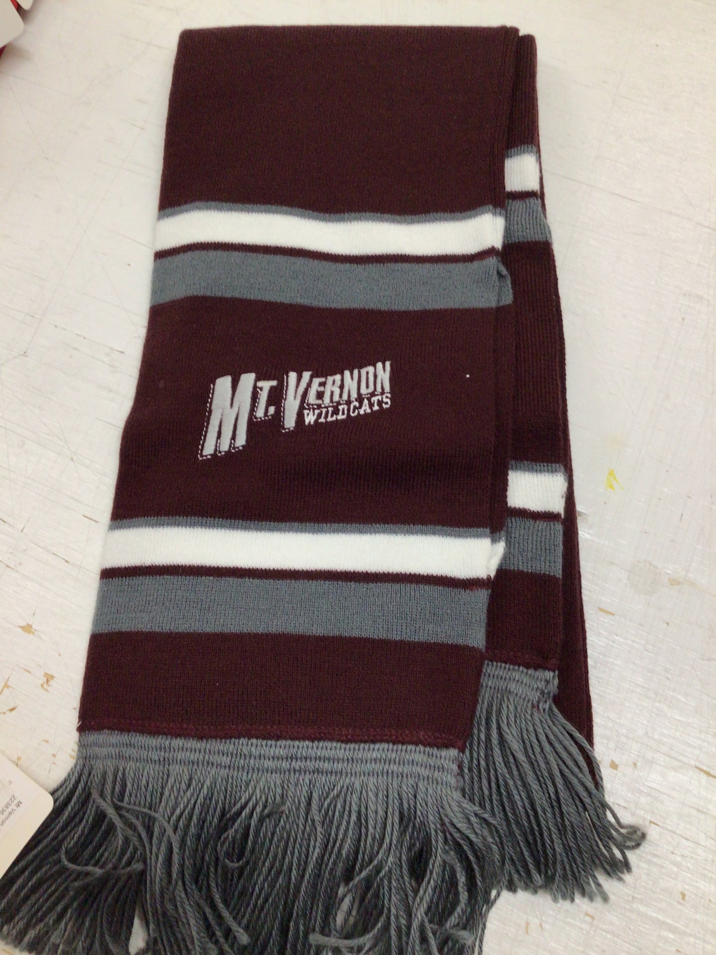 Mt. Vernon - Striped Mt. V Wildcats Scarf w/ Fringe