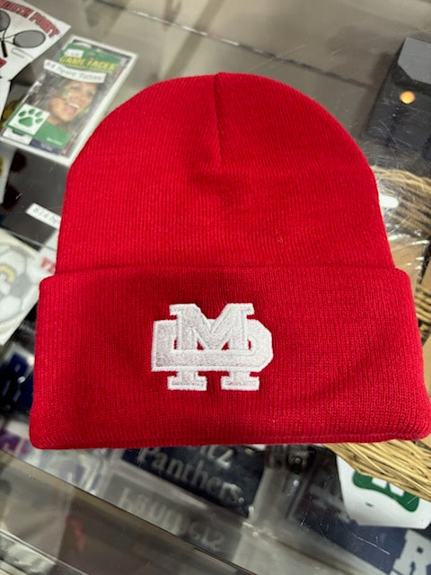Mater Dei - White EMB Port + Co Knit Cuffed Beanie