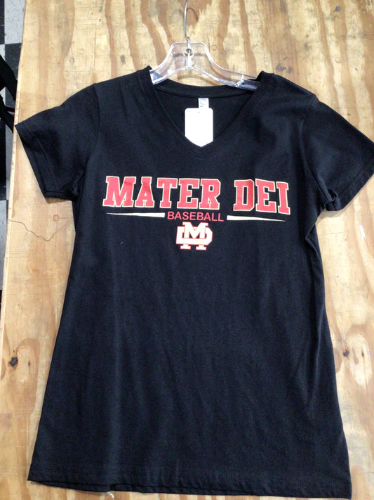 Mater Dei - Ladies Baseball LAT V-Neck Tee