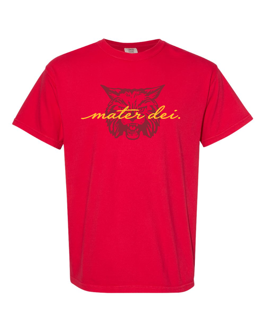 Mater Dei - Puff Script Comfort Color Wildcat Head