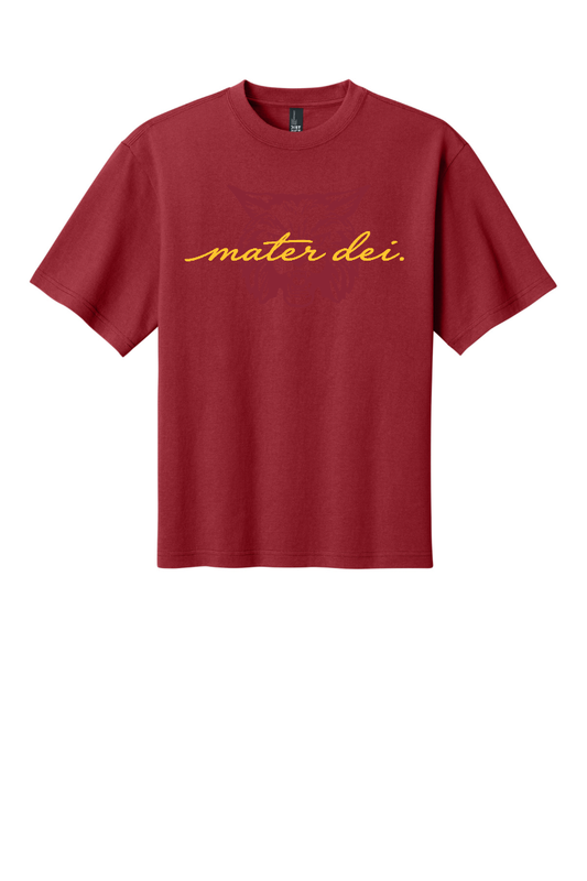 Mater Dei - Puff Script District Gritty Tee Wildcat Head