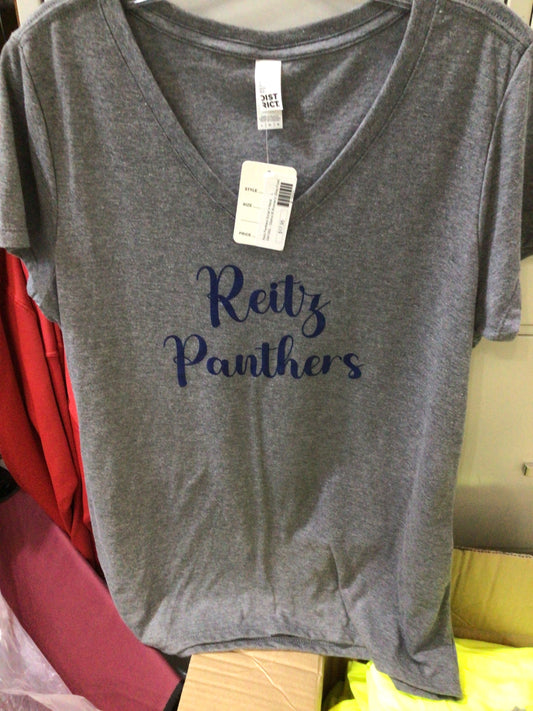 Reitz - Panthers Script Ladies V-Neck Tee