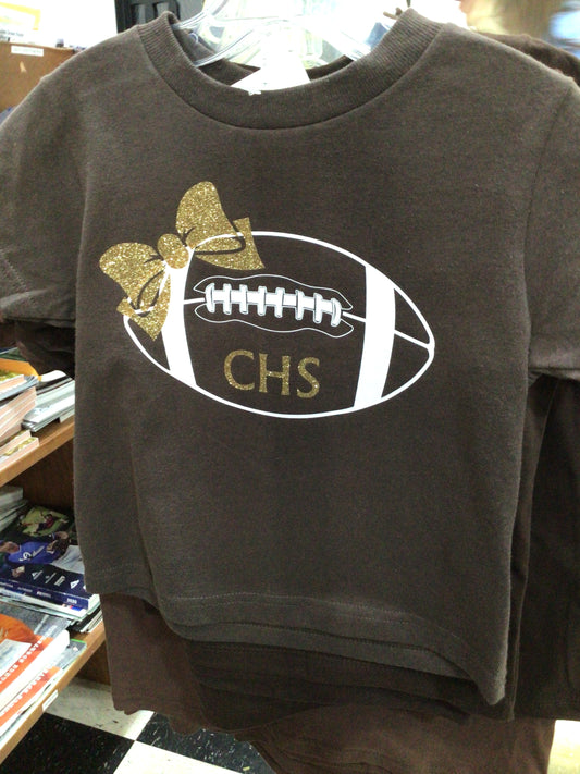 Central - Youth Girls Football Bow Tee